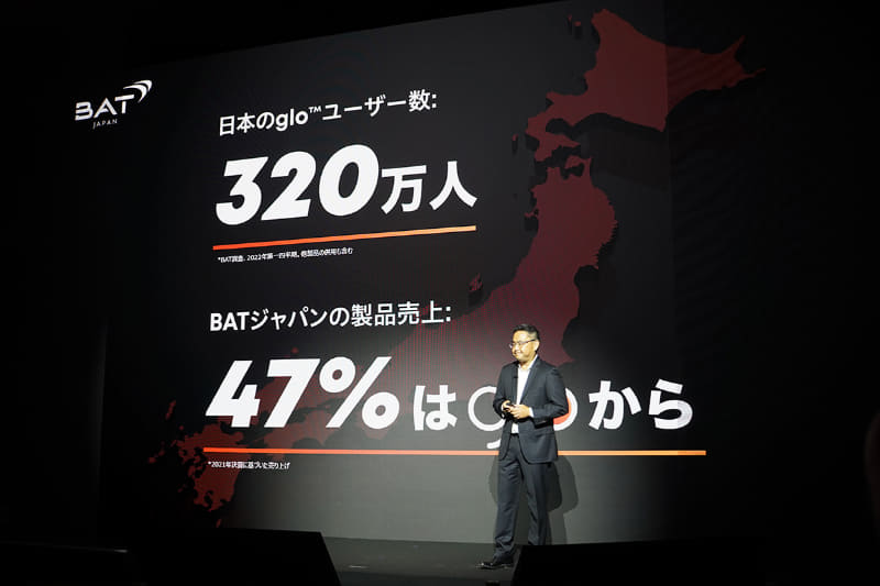 gloについて説明するブリティッシュ・アメリカン・タバコ・ジャパン 代表執行役員 社長 北アジア地域 エリアディレクター ジェームズ 山中氏
