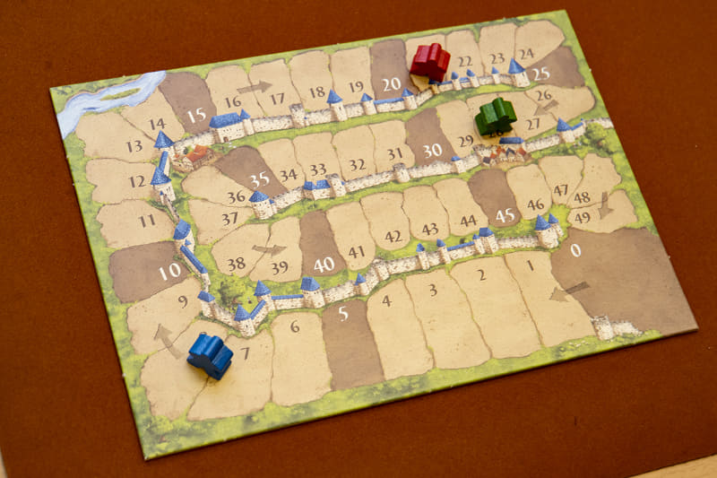 自分が抑えた施設が完成したら得点ボードのコマを進める