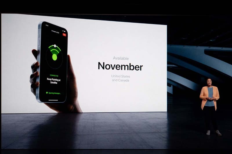 アメリカ・カナダでは11月から、iPhone 14シリーズで「衛星を使ってSOSを発する」機能が搭載に