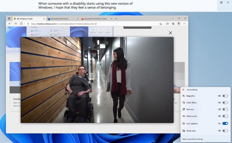 現状英語のみ、という制約があるが、PCからの音声をすべて文字に書き出す「ライブキャプション」も搭載