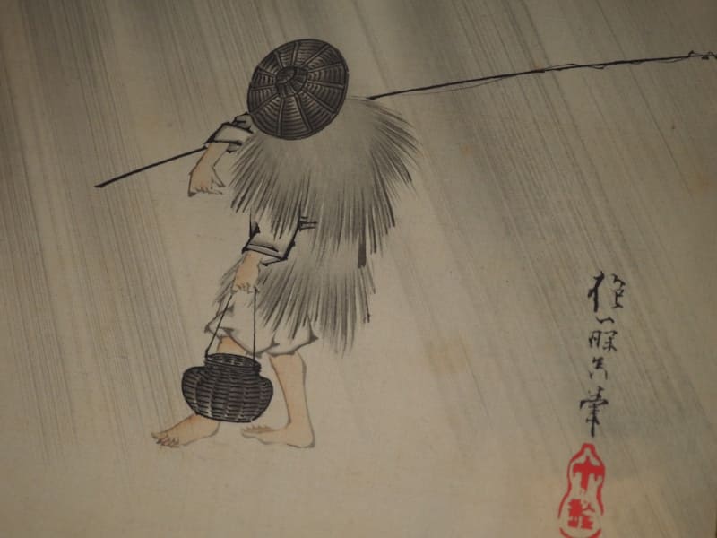 雨を淡墨で表現している