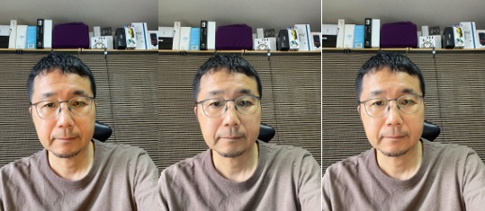 (左から)電球色と昼光色、温白色。日中なので差は分かりづらいかも