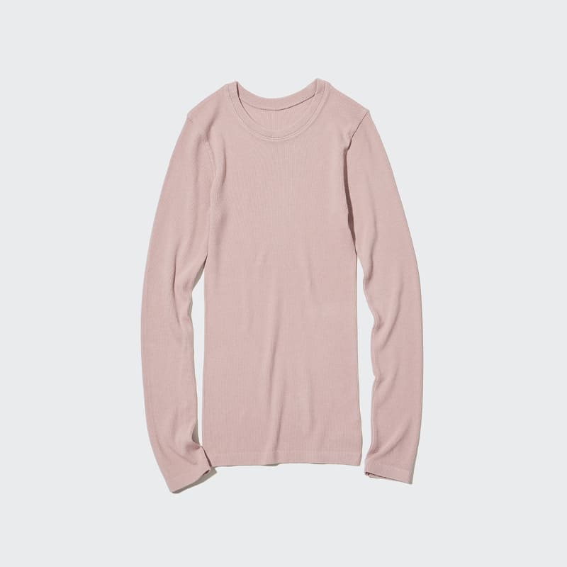 ウィメンズ ヒートテックシームレスリブ クルーネックT(極暖) 1,990円