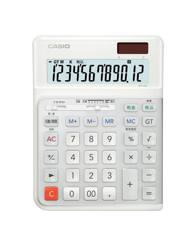 カシオ 人間工学電卓 デスクタイプ「DE-12D」、10,450円