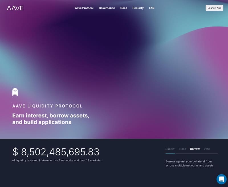 ユーザー同士で暗号資産の貸し借りができる代表的なDeFiレンディングの1つ「Aave」