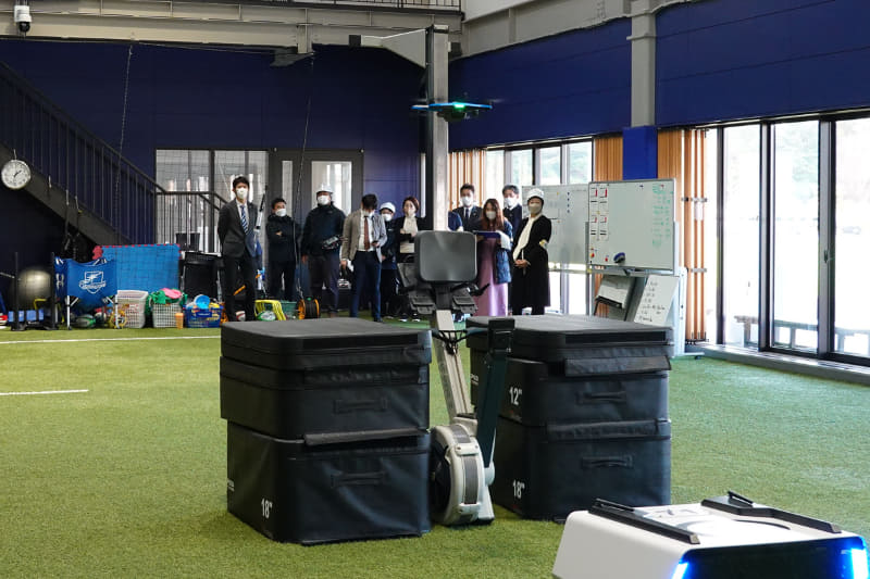 会場に設置されているラグビーの練習用具を3Dスキャン