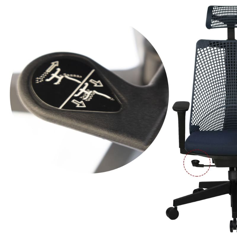 座面下のレバーを奥に押し込んで固定