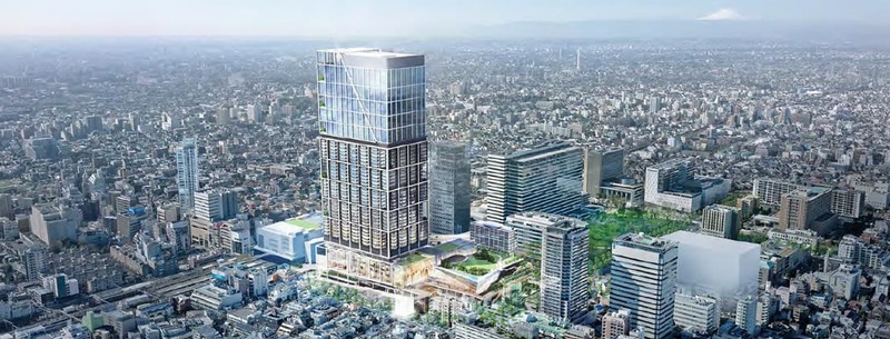 中野駅の北口駅前エリアの再整備、完成予想パース。画像左下が新宿方面、右奥が高円寺方面