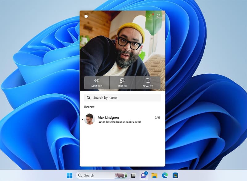 タスクバーからのチャット機能で、Teams連携が強化