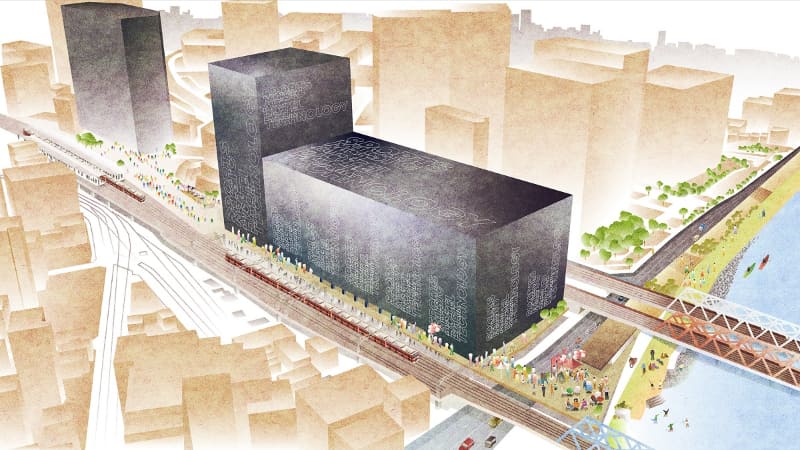 複合施設イメージイラスト(多摩川側からの視点)