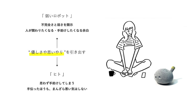 不完全さと弱さを開示することで人が関わりたくなる・手助けしたくなる余白を持つロボット