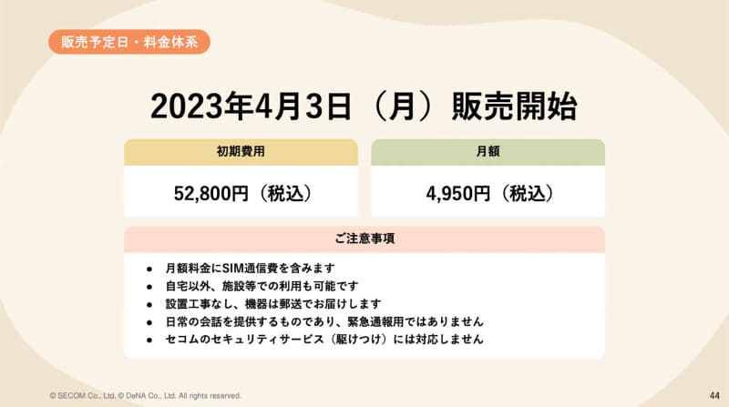 価格は52,800円+月額4,950円(税込)