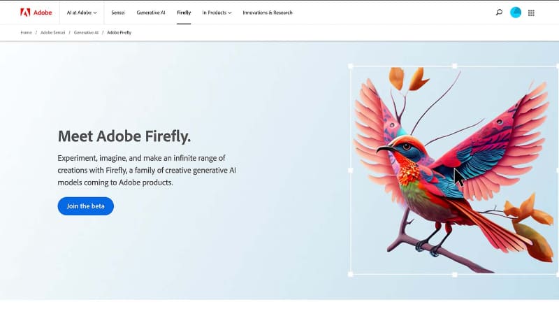 Adobe Fireflyのウェブ