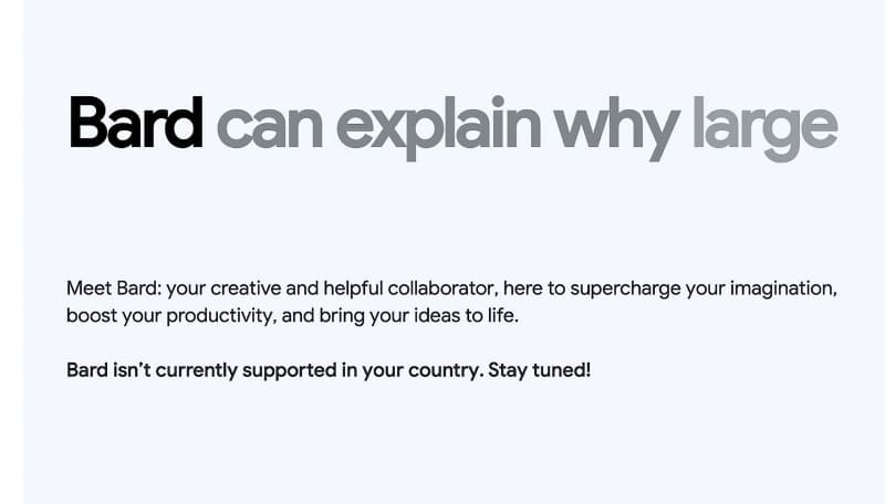 アメリカでは使えていたのだが、日本に帰国するとBardは使えなくなった