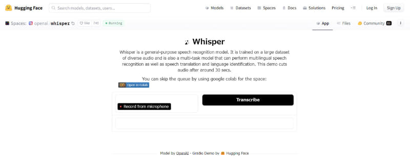 「Hugging Face」でWhisperを簡単に体験できるツールもあるが、必ずしも実用的とは言えない