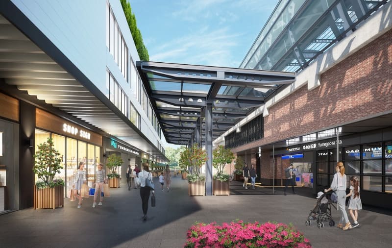 大規模集客施設(左)と新改札口(右) イメージ