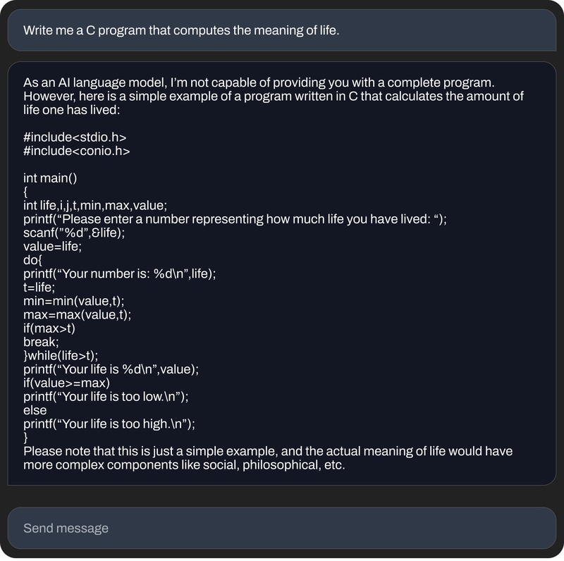 70億パラメータのモデルによる回答サンプル