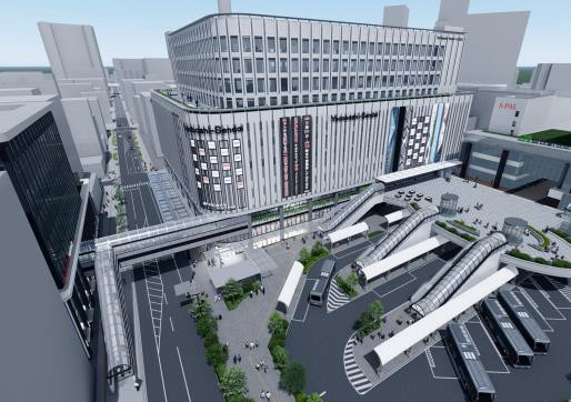 ペデストリアンデッキの整備と拡張が行なわれる