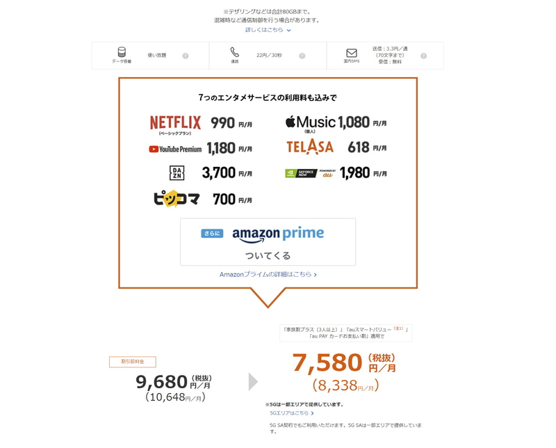 auの「使い放題MAX 5G ALL STARパック2」