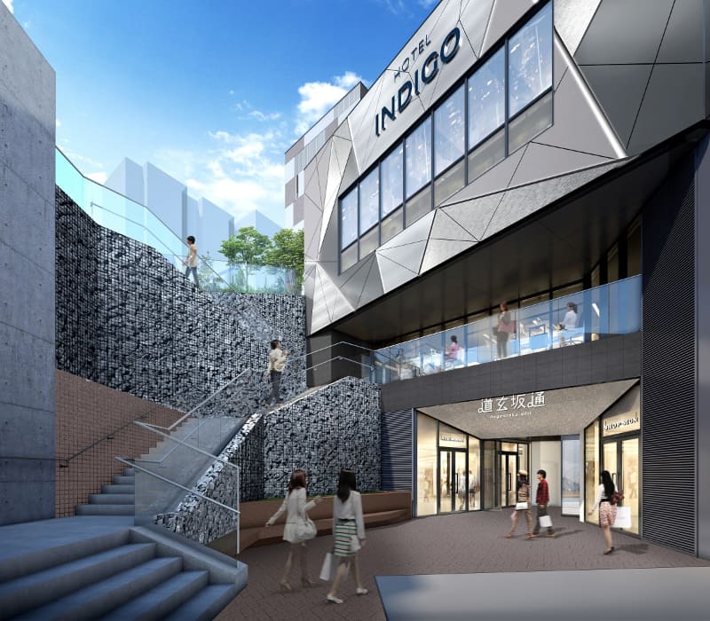 2つの通りに面して4つの出入口を設ける