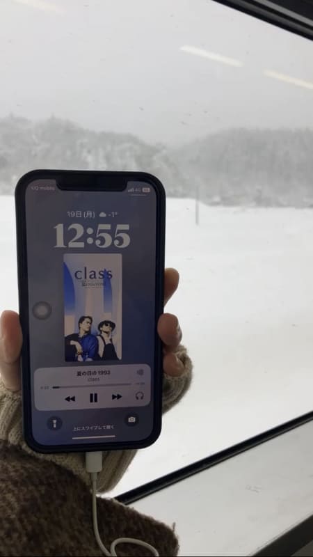 宇森さん大雪に見舞われ列車が動かないというアクシデントに遭遇した(提供：山陰パナソニック)
