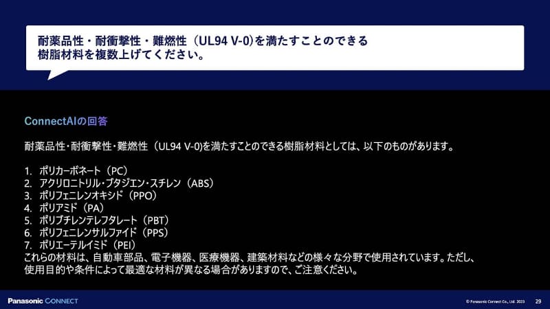 素材に関する質問・応答の例