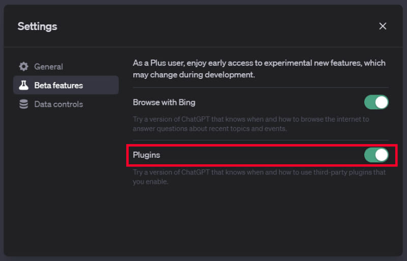 設定画面の「Beta features」にある「Plugins」を有効に
