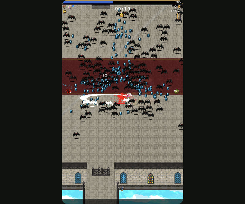 「ヴァンパイアサバイバーズ」では全画面表示とならず、左右に黒枠が入ります