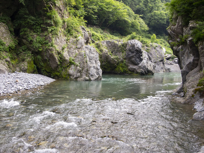 河原や中州、川幅の狭い場所に注意