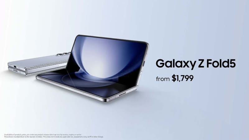 発表になったばかりの「Galaxy Z Fold5」。価格は1,799ドル