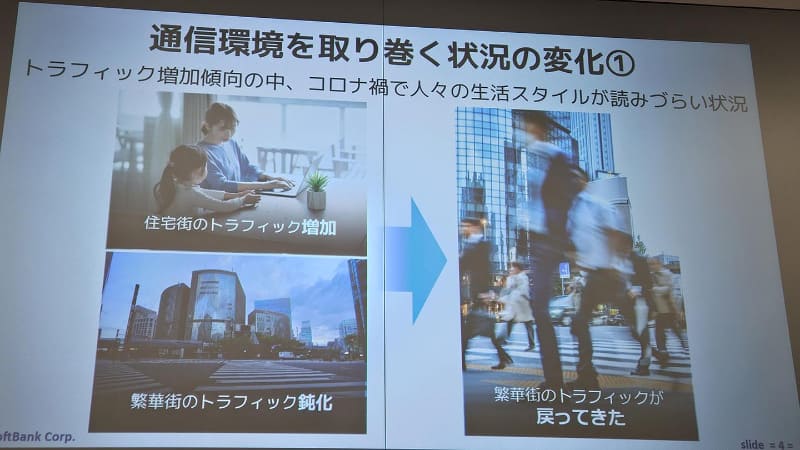 コロナ禍でリモートワークや動画視聴などの習慣が定着し、トラフィックが増加。行動制限解除を機に、そのトラフィックを抱えたまま人流が都市部に戻ってきた。この相乗効果がキャリアの対策を難しくしている