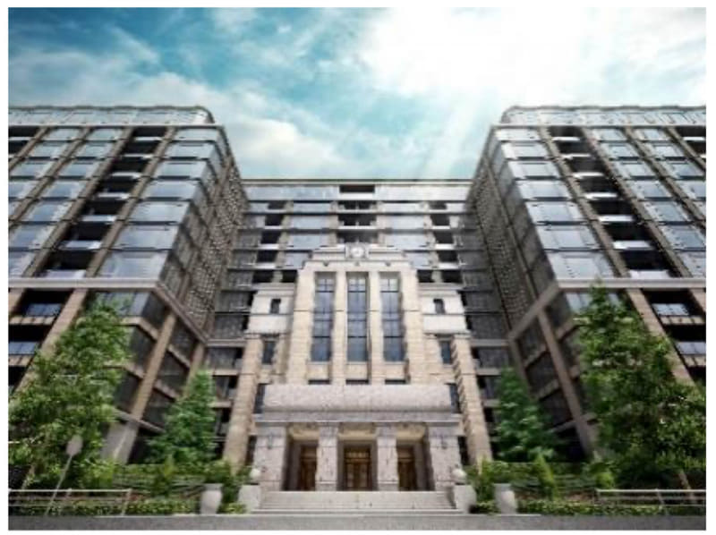 PARK MANSION棟のエントランス部のファサード