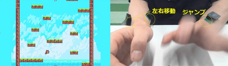 今回の技術による筋電入力シーンの一例