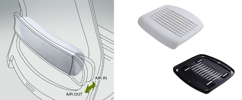 エアランバーサポート(左)、ポスチャーサポートシート(右)