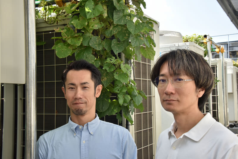 今後、芋緑化を広げていきたいと話す高橋尚宏さん(左)と本郷太郎さん(右)
