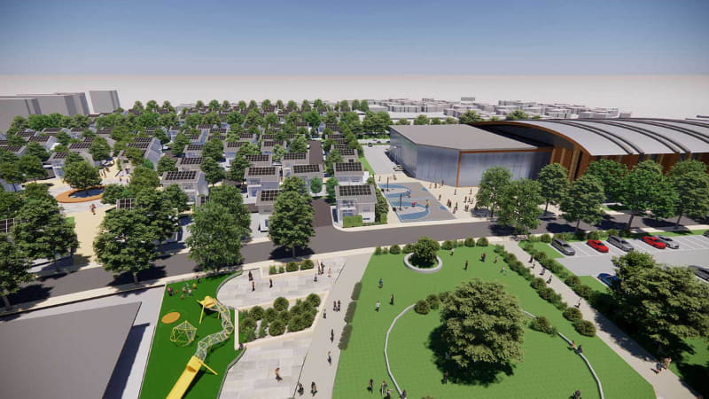 戸建住宅の分譲地に隣接するスポーツ施設、健康増進に寄与するウェルネス拠点