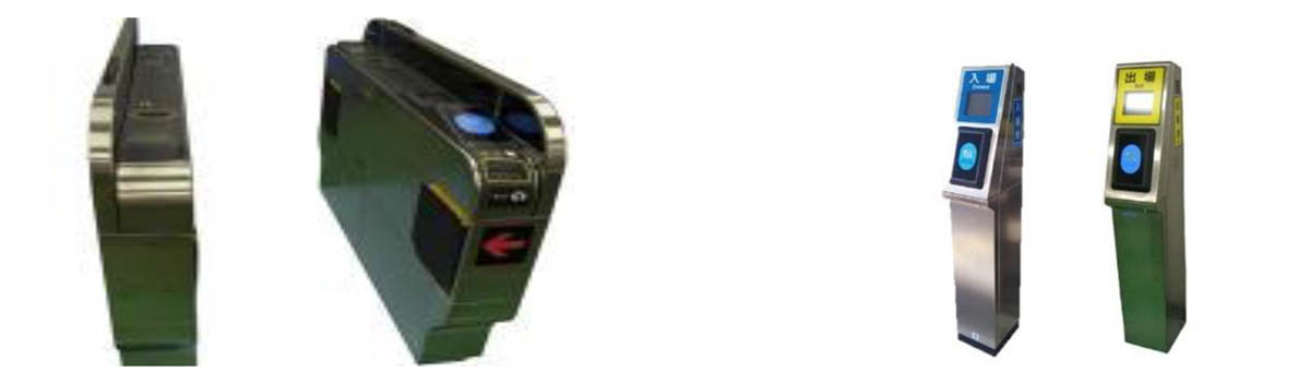 導入するIC改札機。左が鳥取駅・倉吉駅、右が湖山駅～松崎駅の各駅