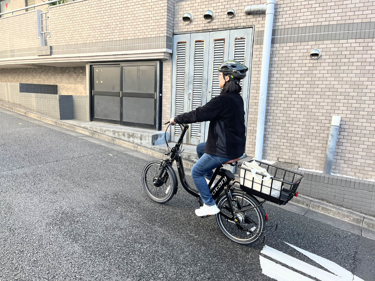 長い上り坂も座ったままでスイスイ登れる