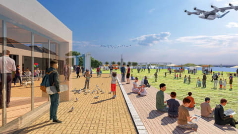 大阪港に屋外レジャー施設 キャンプ・テニス・空飛ぶクルマ離陸場