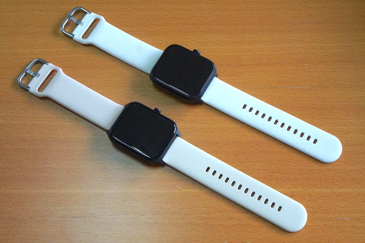 新モデル(上)と旧モデル(下)。若干スクエア(正方形)に近くなった。バンドの形状や素材は同一