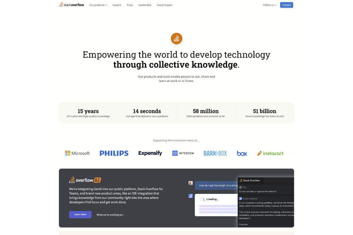 Stack OverflowのWebサイト