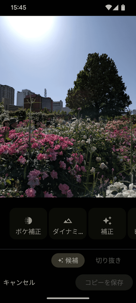ちなみにPixel 7aで同じ画像を開いても、編集マジックのアイコンは出ません