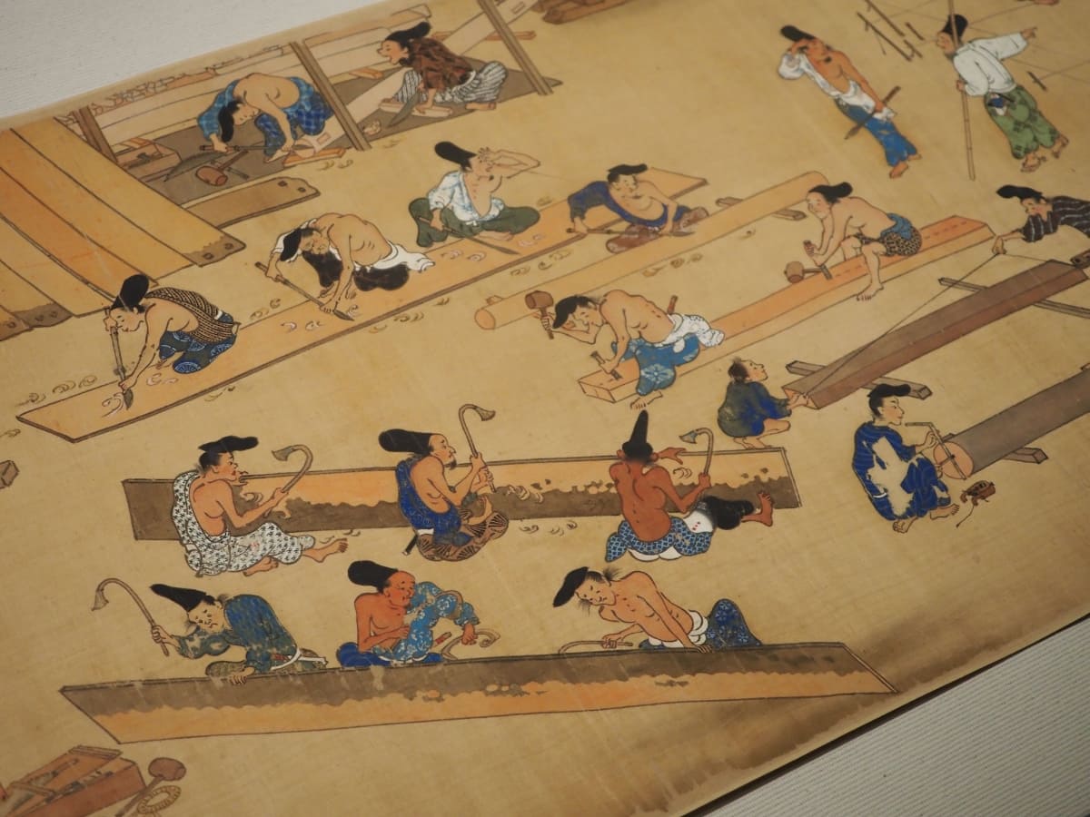 当時の建築現場の様子がよく分かる《春日権現験記絵(部分)》