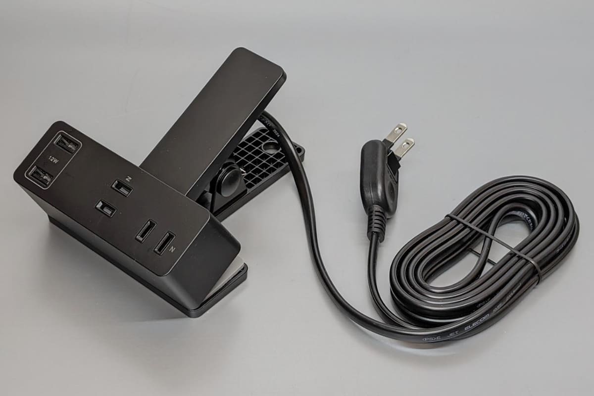 巨大なクリップの形をしているのが特徴の「T-U05-3225BK」 ケーブル長は2.5mと、従来よりも0.5m短め