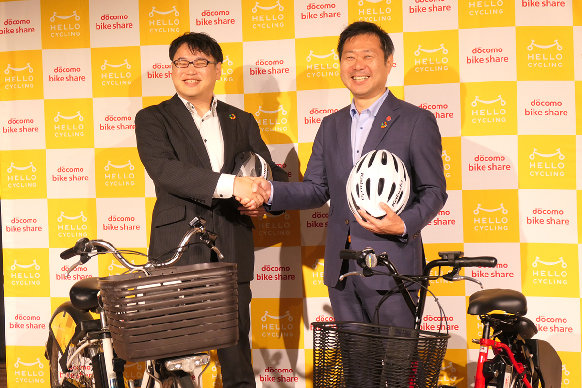 OpenStreet 代表取締役社長 CEO 工藤 智彰氏と、ドコモ・バイクシェア 代表取締役社長 武岡 雅則氏