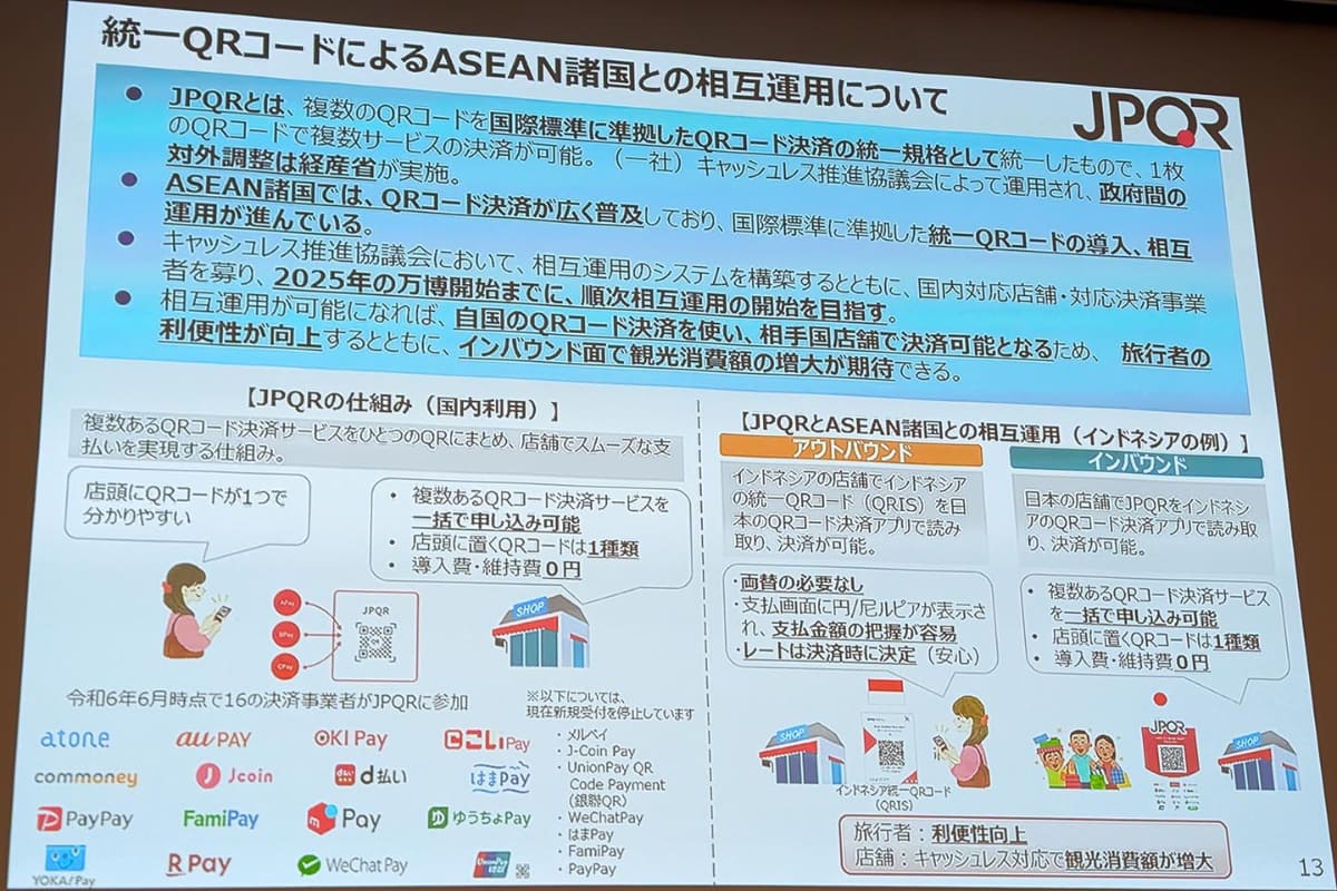 JPQRの現状とアジア諸国のコード決済との相互接続について