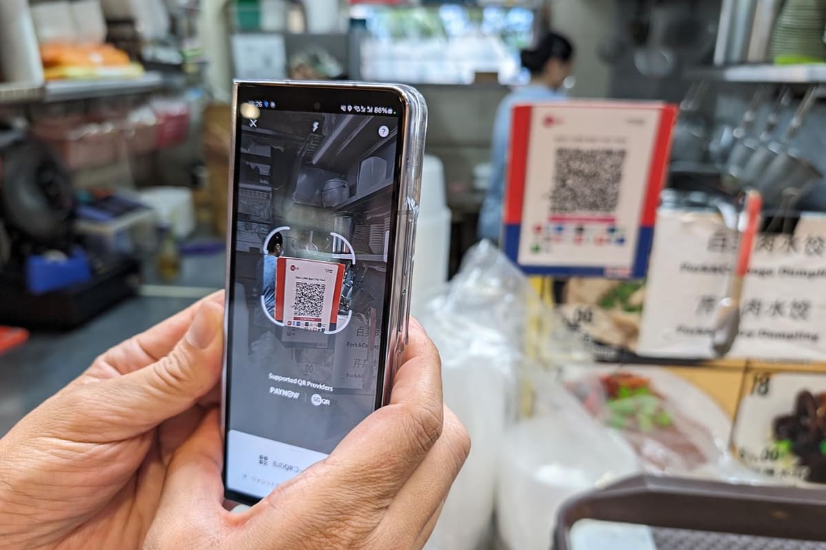 シンガポールでSGQRのコードを読み込んで支払いを行なう。これはGrabPayを利用した参考画像