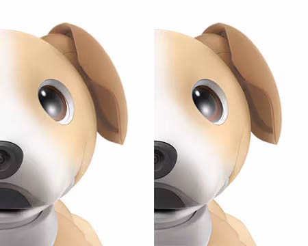 左：かっぱつなとび色/右：つぶらなこげ茶色