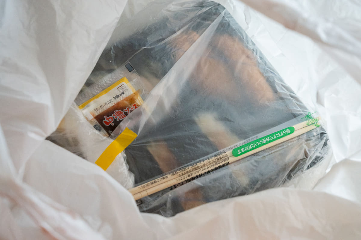 レジ袋の中。(無料の)ポリ袋に入れられていました