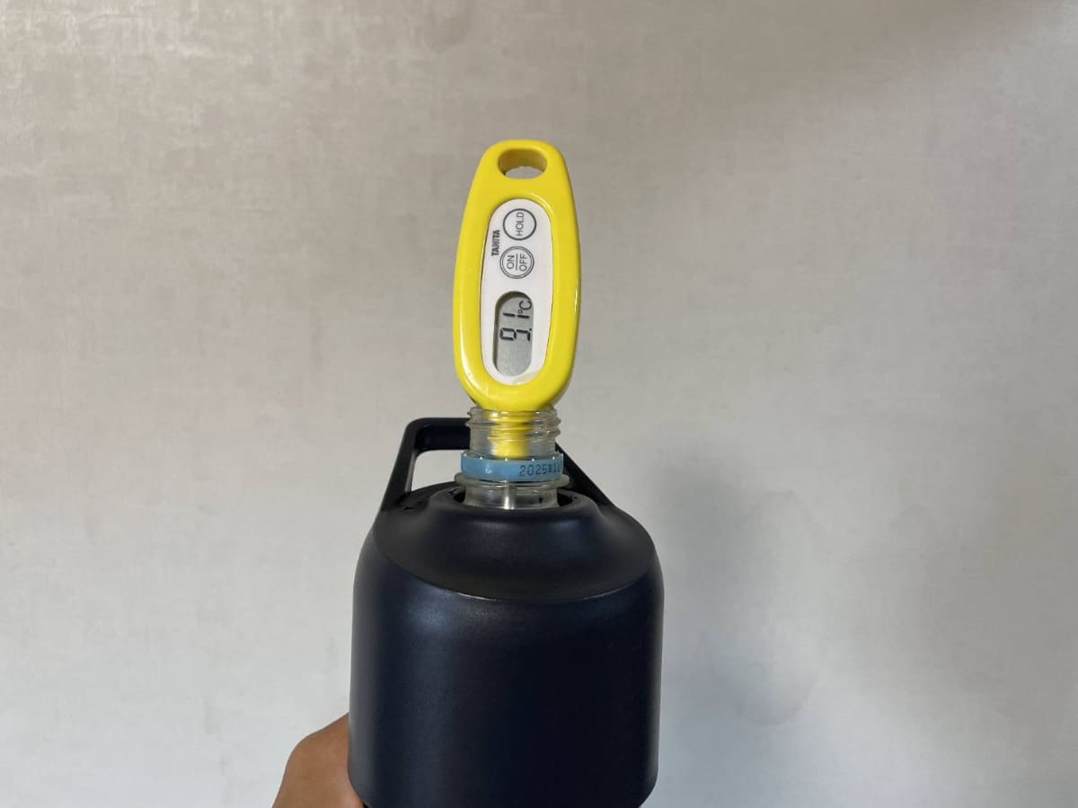 冷蔵庫から取り出した時の水温は「9.1℃」